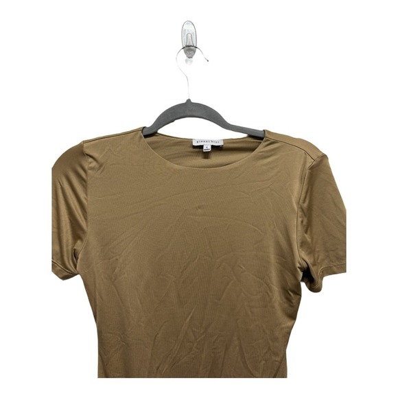 Gianni Bini Carmel Brown Crew Short Sleeve Bodysuit Thong Back Shape wear size s - Picture 4 of 7